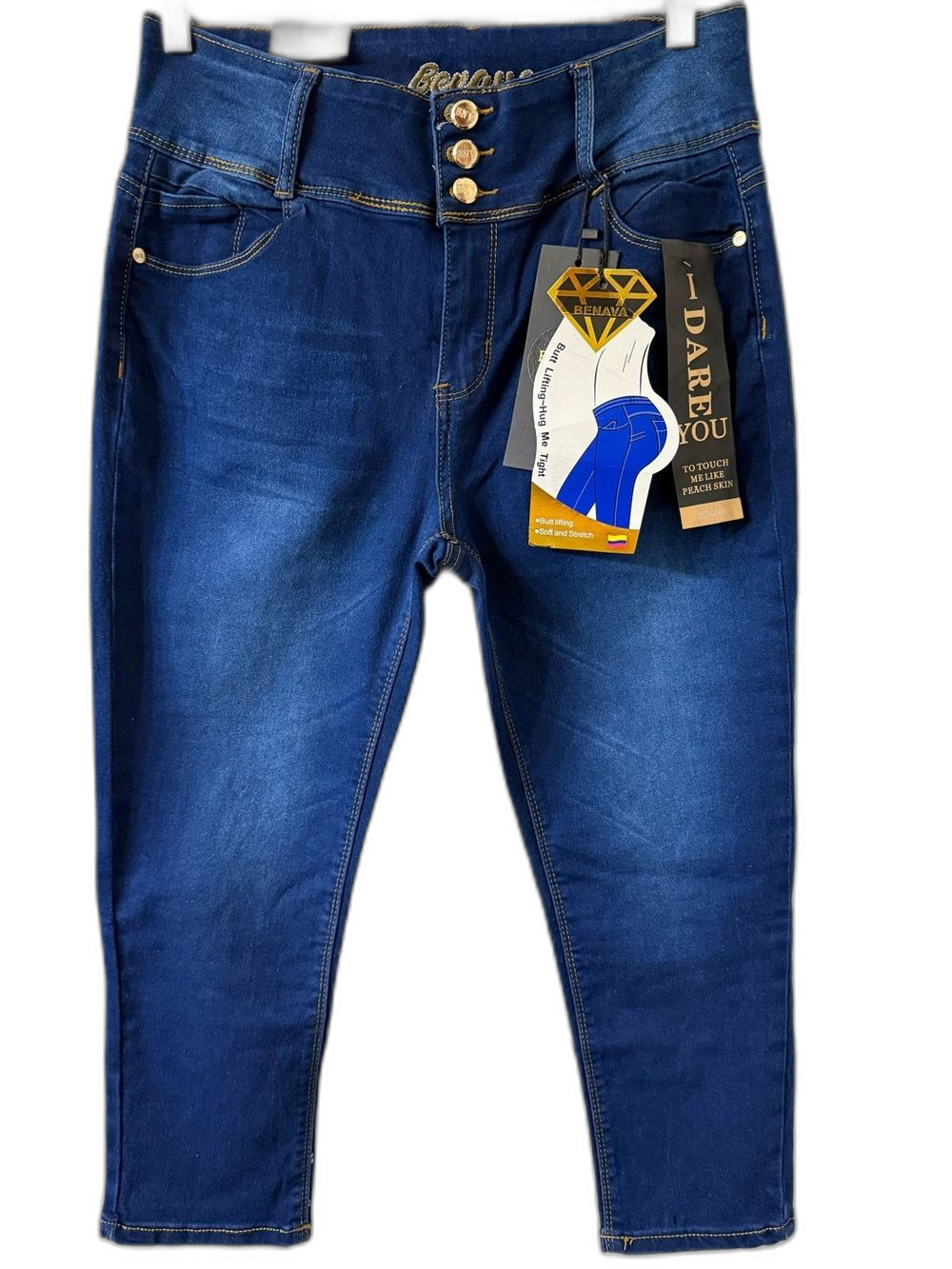 Benava High Rise Corset Waist Crop Skinny Jeans Tummy Control Butt Lift